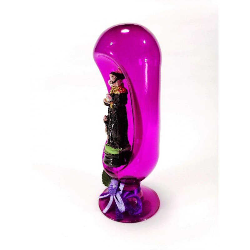 Saint Anthony De Padua Religious Figurines Home Decor Accents in Glass Dome Purple - Image 3