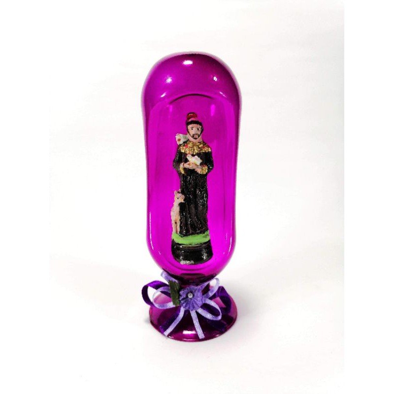 Saint Anthony De Padua Religious Figurines Home Decor Accents in Glass Dome Purple