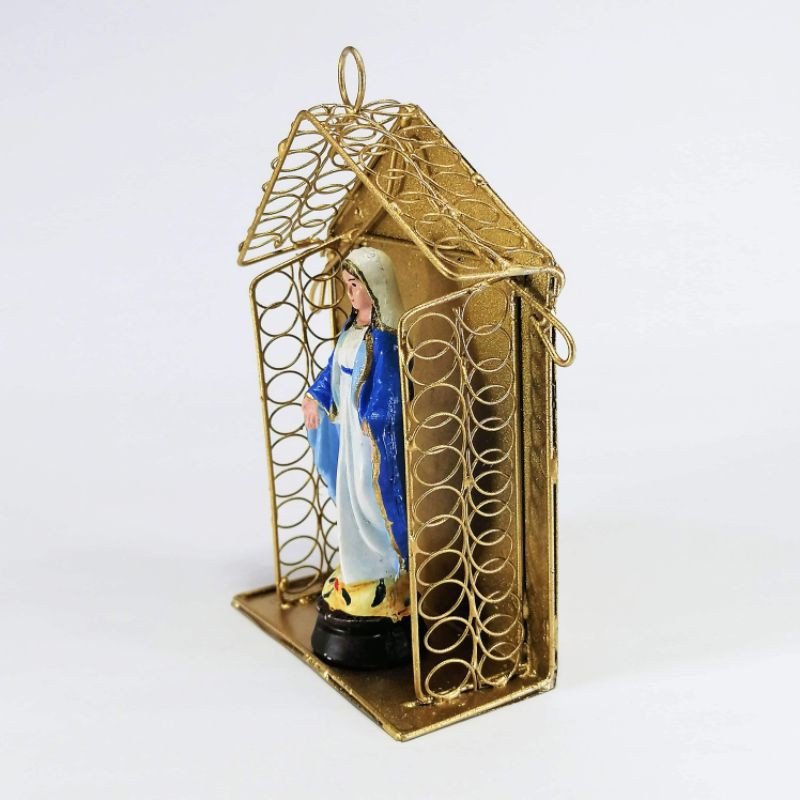 Mama Mary Statue Religious Figurines Home Decor Accents in Tin House Gold - Image 2