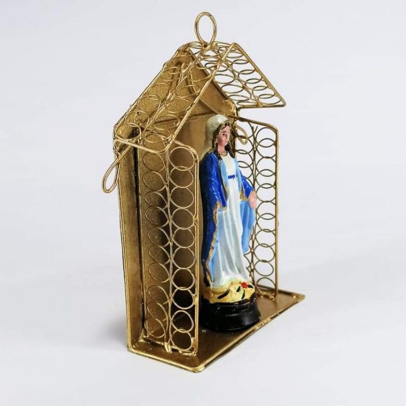 Mama Mary Statue Religious Figurines Home Decor Accents in Tin House Gold - Image 3