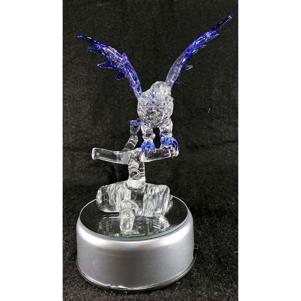 Figurines Home Decor Accents Blue Eagle with Rotating Base and LED Lights - Image 2