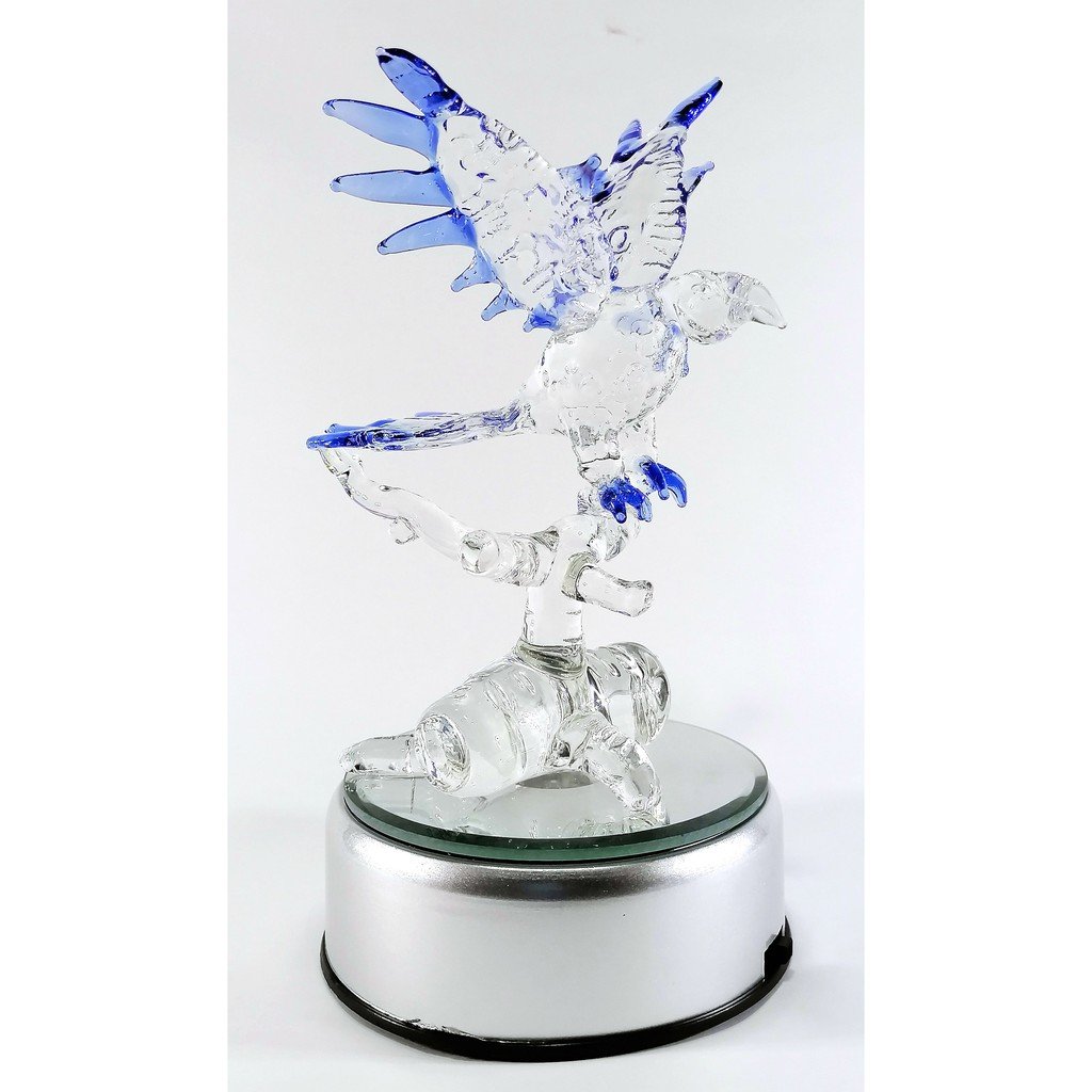 Figurines Home Decor Accents Blue Eagle with Rotating Base and LED Lights - Image 3