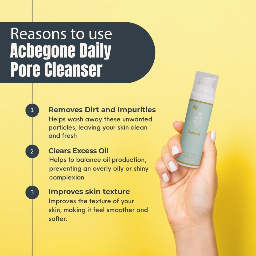 W-II Acbegone Daily Pores Cleanser 70mL (NEW PACKAGING) - Image 2