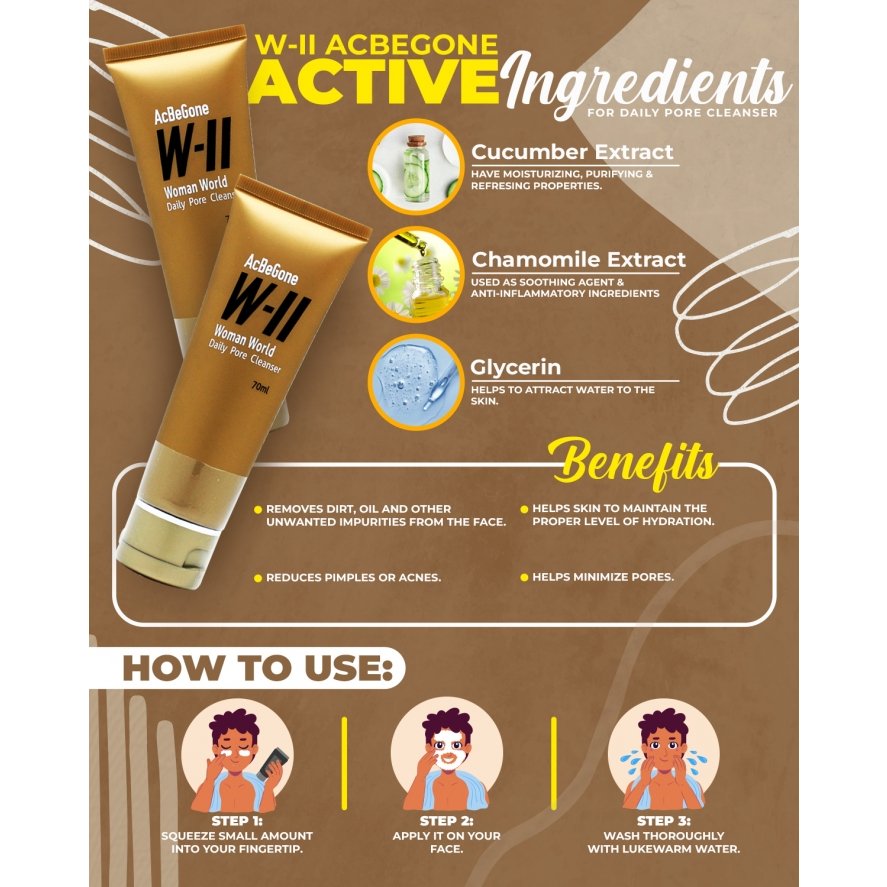 W-II Acbegone Daily Pores Cleanser 70mL (NEW PACKAGING) - Image 6