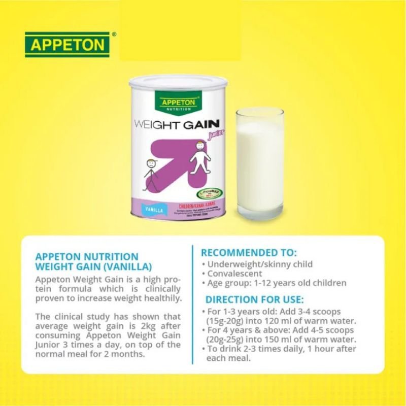 Appeton Weight Gain Junior 450g Vanilla - Milk Powder Weight Gain for Kids - Image 6