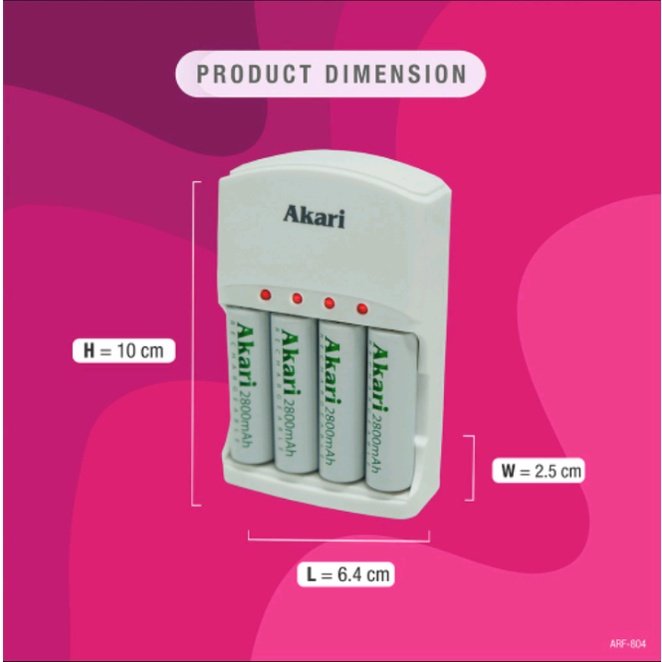 Akari Battery Charger with 4pc Rechargeable Batteries compatible with AA, AAA and 9 volts (ARBC 804) - Image 2