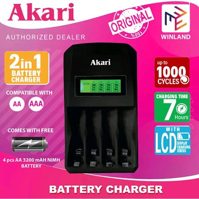 Akari Automatic Fast Battery Charger with LCD Display Free 4pc Rechargeable Battery (ARBC 805) - Image 2