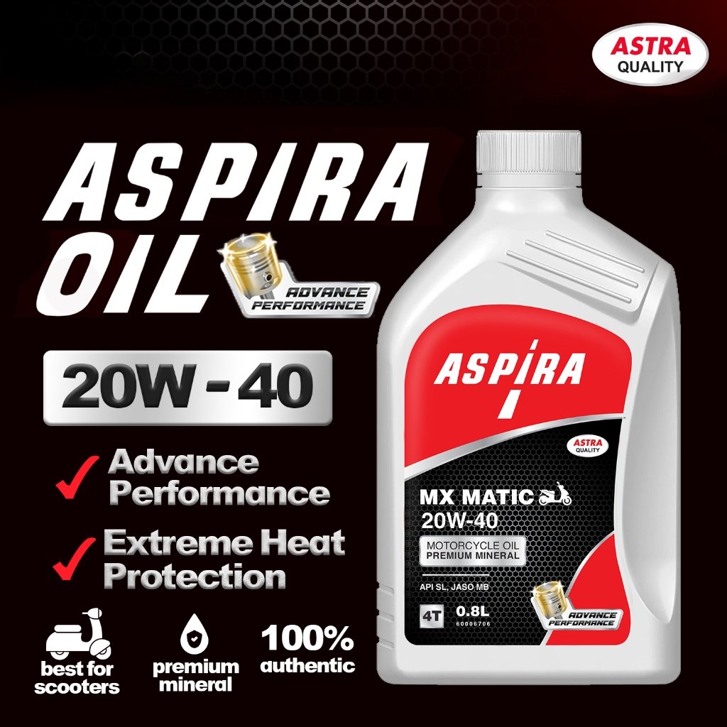 Aspira Motorcycle Oil MX Matic 4T 10W-30/ 10W-40 / 15W-40 / 20W-40 - Motorcycle & Scooter Oil - 0.8L - Image 2