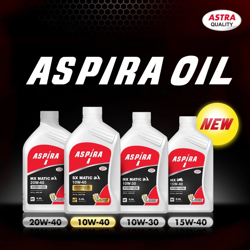 Aspira Motorcycle Oil MX Matic 4T 10W-30/ 10W-40 / 15W-40 / 20W-40 - Motorcycle & Scooter Oil - 0.8L