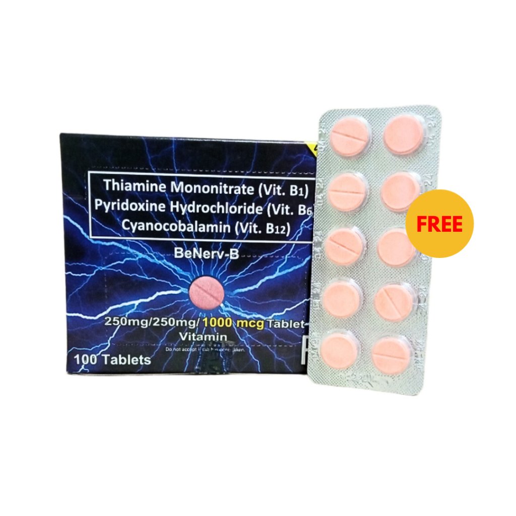 BeNerv-B Vitamin B1 + B6 + B12 100's + Free 10's Tablets Promo for Nerve Supplement