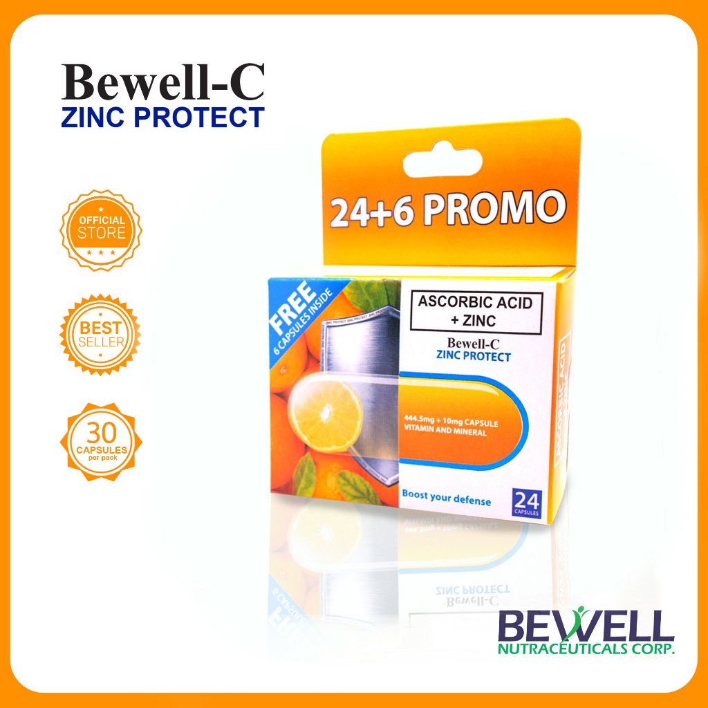 Bewell-C Zinc Protect Ascorbic Acid plus Zinc 500mg/capsule, 24+6 Promo Boost your Immune System - Image 2