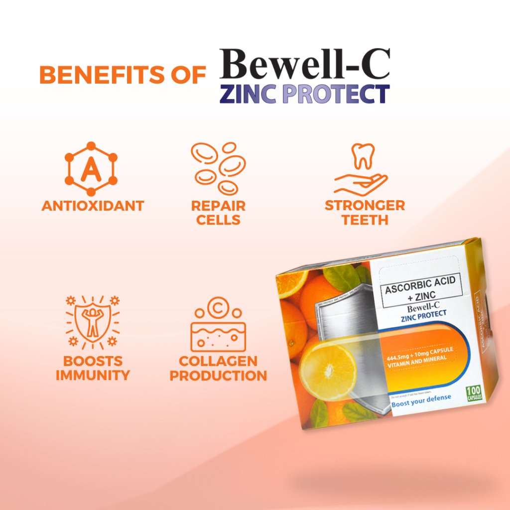Bewell-C Zinc Protect Ascorbic Acid plus Zinc 500mg/capsule, 24+6 Promo Boost your Immune System - Image 7