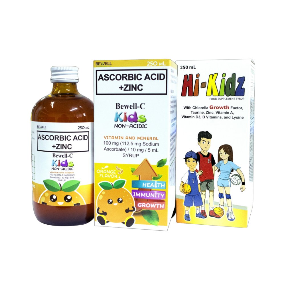 Bewell C Kids and Hi Kidz Bundle 250ml Pampatangkad at Pampataba Vitamins for Kids Syrup