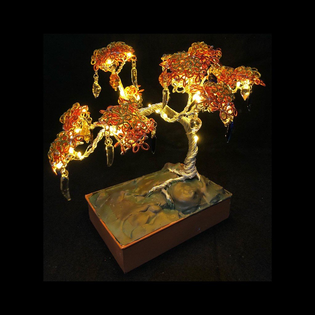 Creative Led Desk Tree Lamp/Aluminum wire Table Lamps/Battery or Nightlight for Home Bedroom Decor