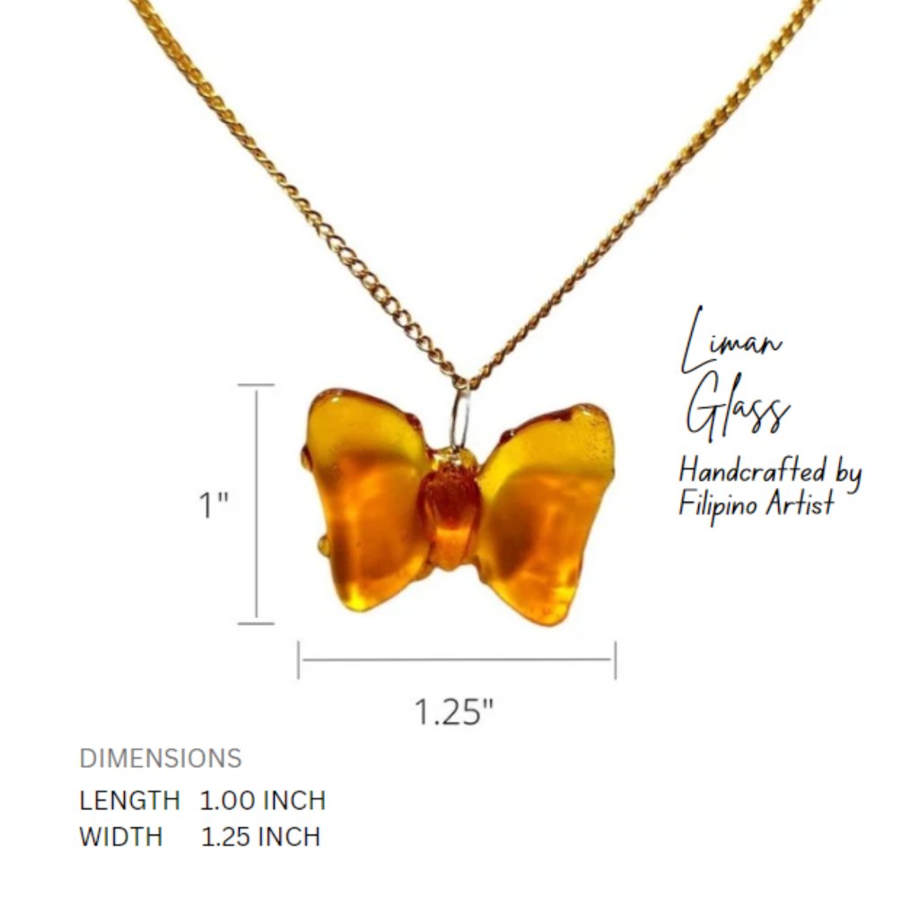 Glass Mini Butterfly Pendants w/ Design Gold String - Image 2