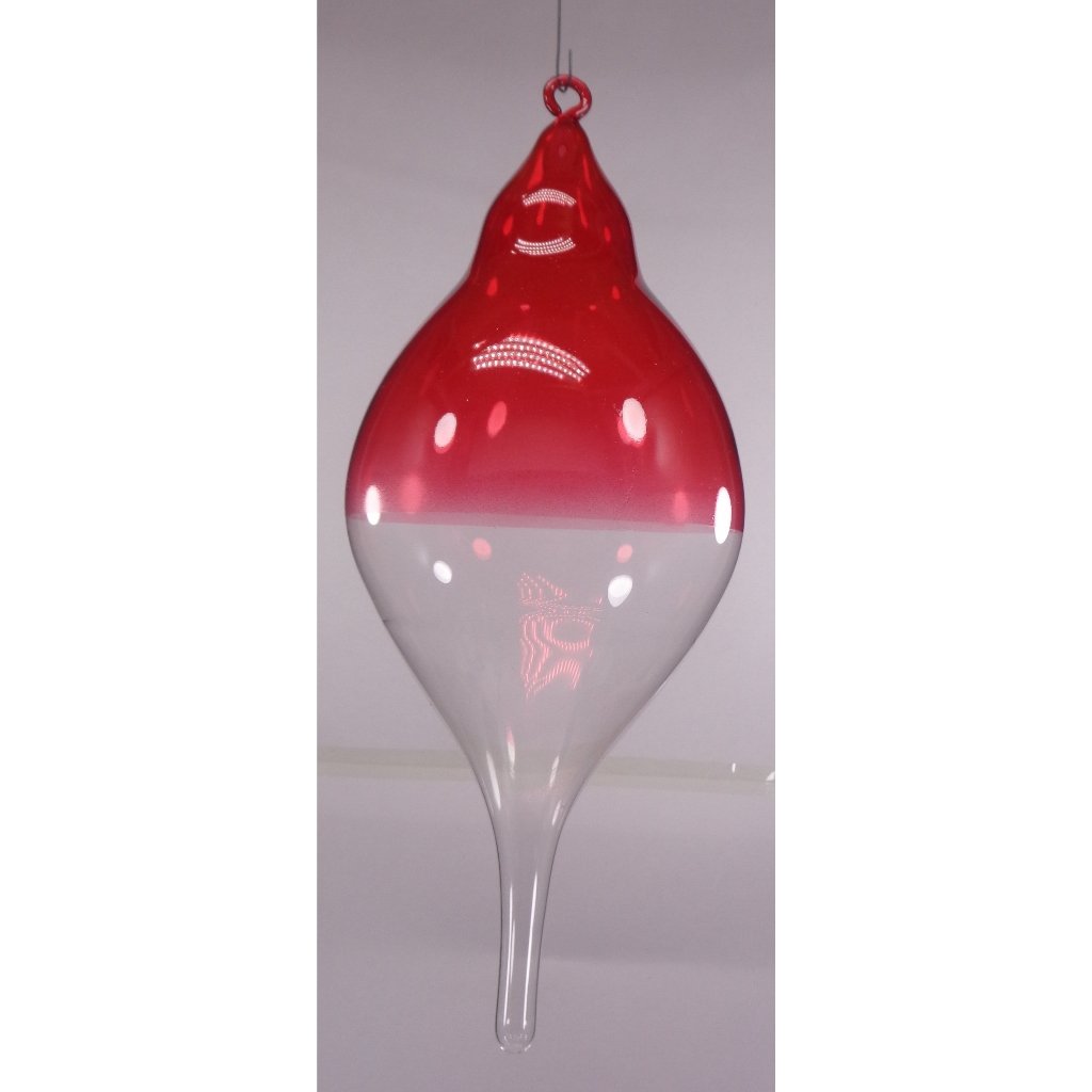 Gradient Red & Clear Christmas Balls 6pcs Set Handblown Glass Christmas Decor for Tree