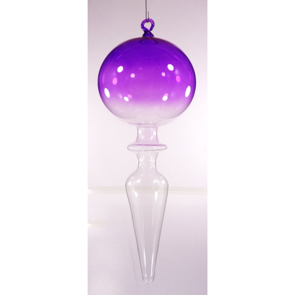 Gradient Purple & Clear Christmas Balls 6pcs Set Handblown Glass Christmas Decor for Tree