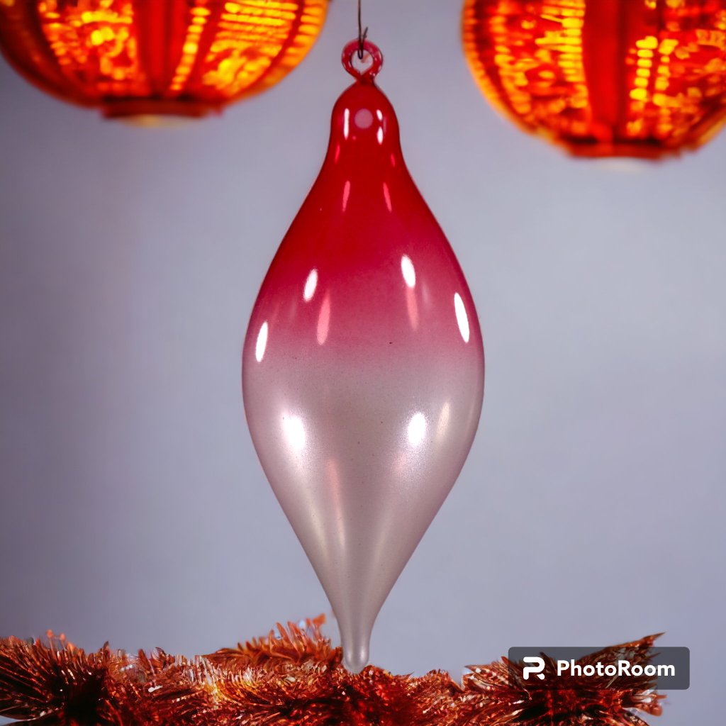 Gradient Red & Pearl White Christmas Balls 6pcs Set Handblown Glass Christmas Decor for Tree - Image 3
