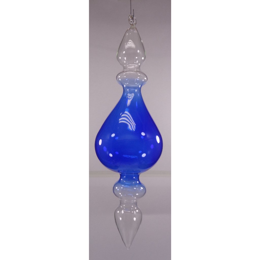 Gradient Blue & Clear Christmas Balls 6pcs Set Handblown Glass Christmas Decor for Tree