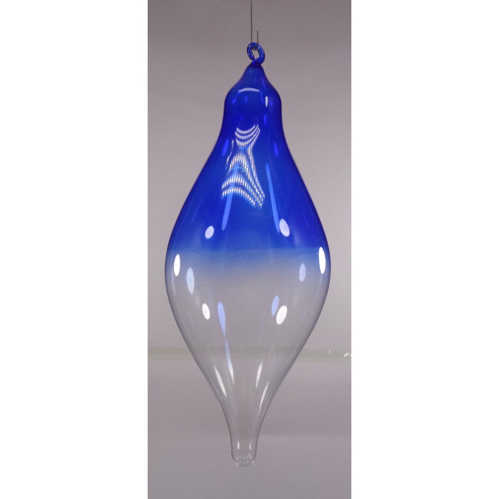 Gradient Blue & Clear Christmas Balls 6pcs Set Handblown Glass Christmas Decor for Tree