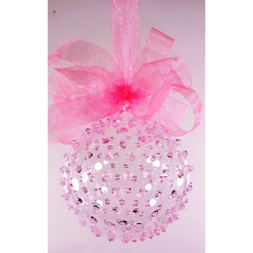 Set of 6pc Colored Dotted Corona Glass Christmas Ball Ornaments in 2.5”, 3”, 3.5”, 4” with Organza R