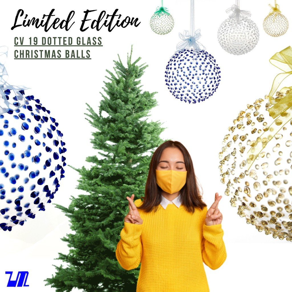 6pcs Glass Christmas Balls Ornaments Big & Small 8 Colors Dotted Design (6cm, 8cm, 9cm, 10cm) - Image 2
