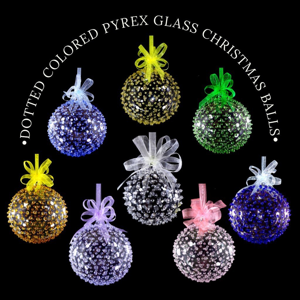 6pcs Glass Christmas Balls Ornaments Big & Small 8 Colors Dotted Design (6cm, 8cm, 9cm, 10cm) - Image 4