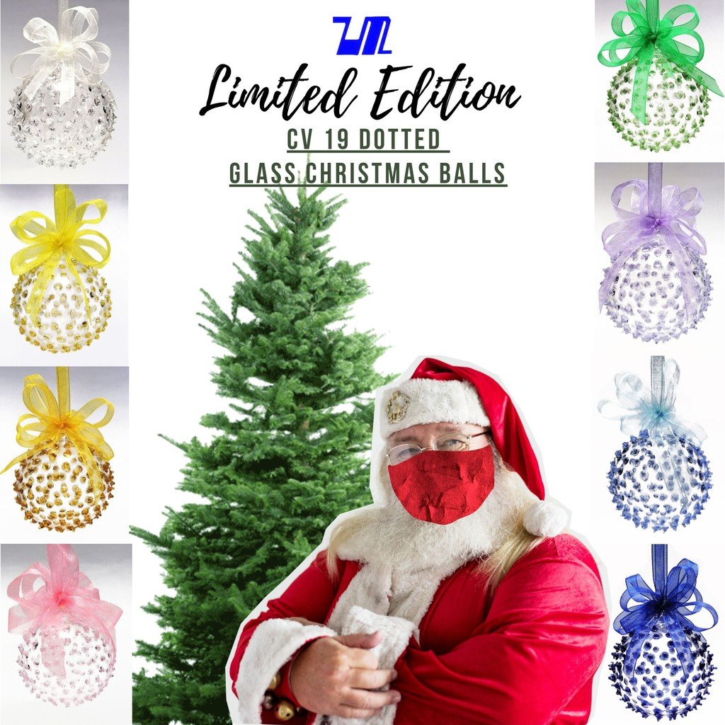 6pcs Glass Christmas Balls Ornaments Big & Small 8 Colors Dotted Design (6cm, 8cm, 9cm, 10cm) - Image 5