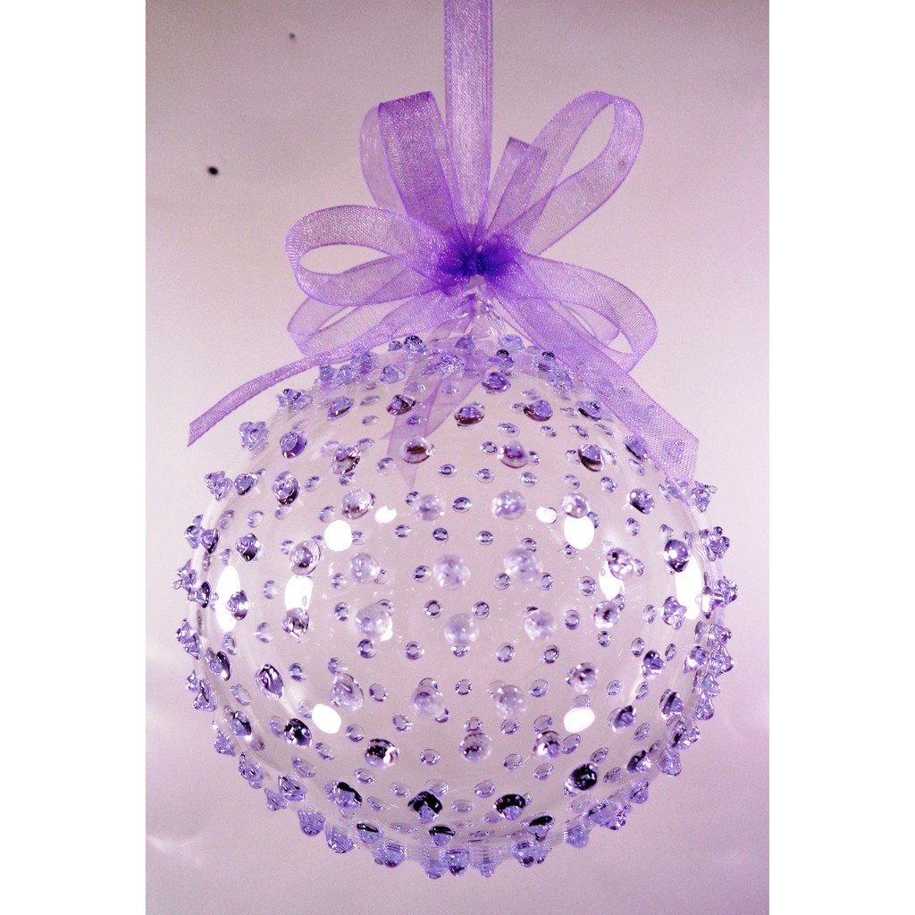 Set of 6pc Colored Dotted Corona Glass Christmas Ball Ornaments in 2.5”, 3”, 3.5”, 4” with Organza R