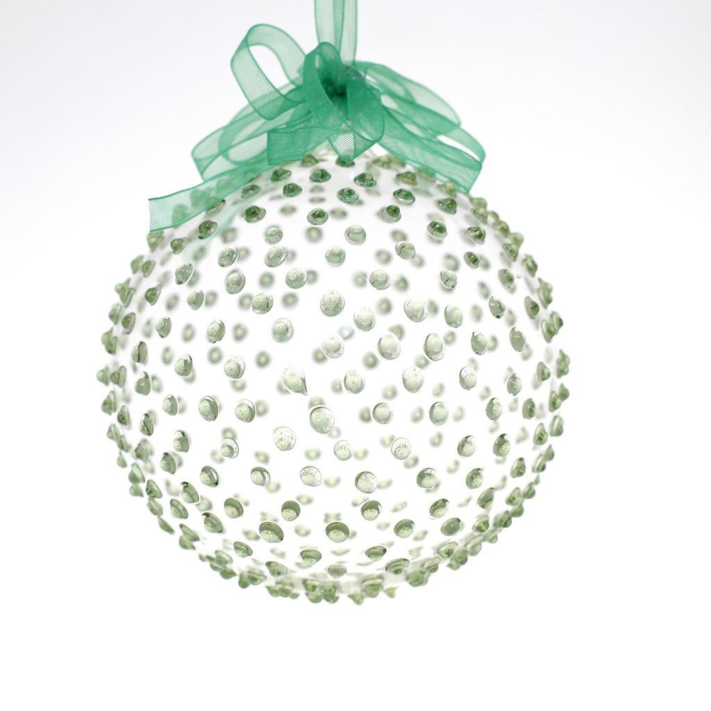 Set of 6pc Colored Dotted Corona Glass Christmas Ball Ornaments in 2.5”, 3”, 3.5”, 4” with Organza R