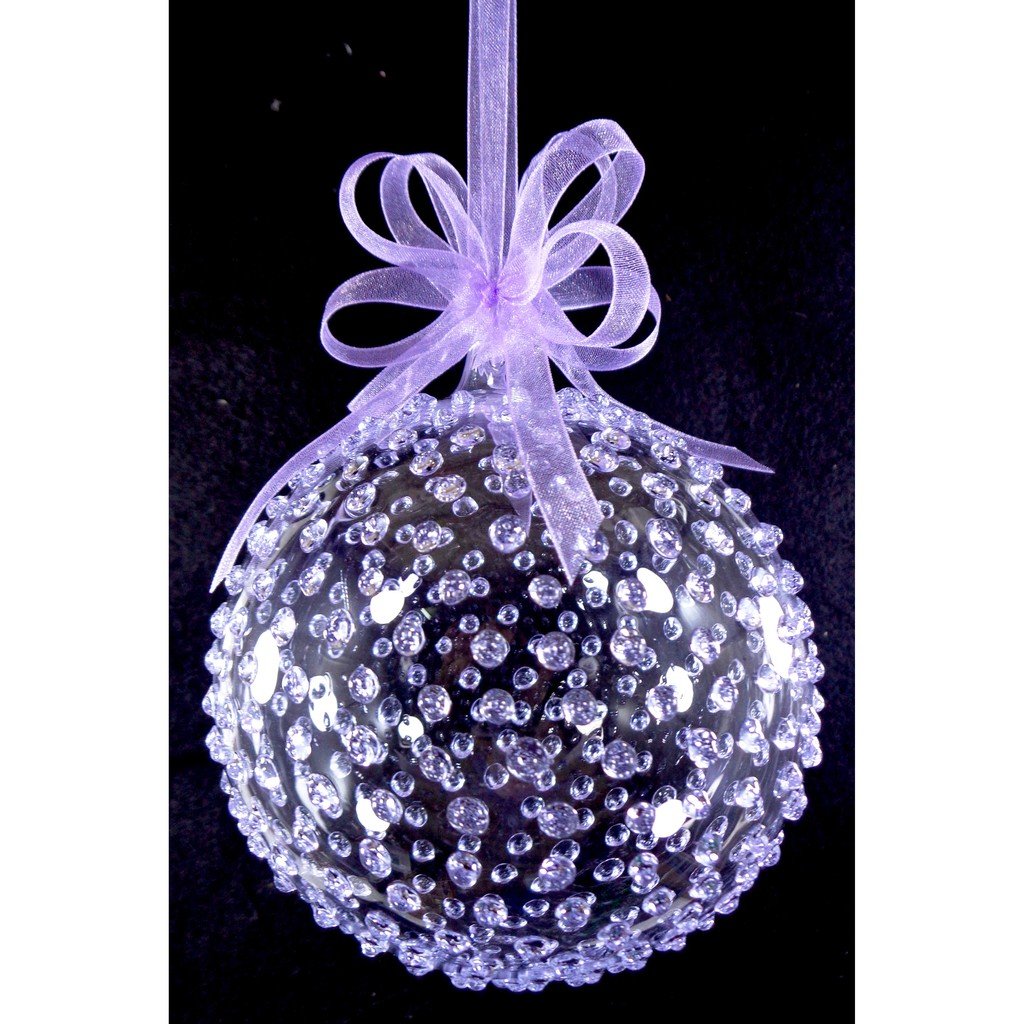 Set of 6pc Colored Dotted Corona Glass Christmas Ball Ornaments in 2.5”, 3”, 3.5”, 4” with Organza R