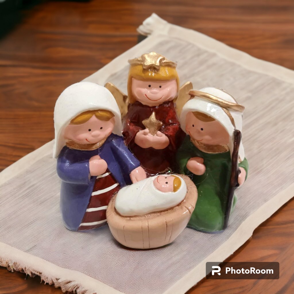 Christmas Belen Nativity Set Fiber Resin 4" Mini Handmade Christmas Decorations for Home - Image 3