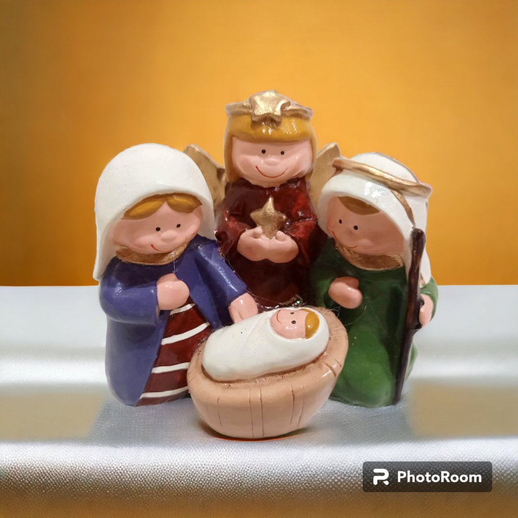 Christmas Belen Nativity Set Fiber Resin 4" Mini Handmade Christmas Decorations for Home - Image 4