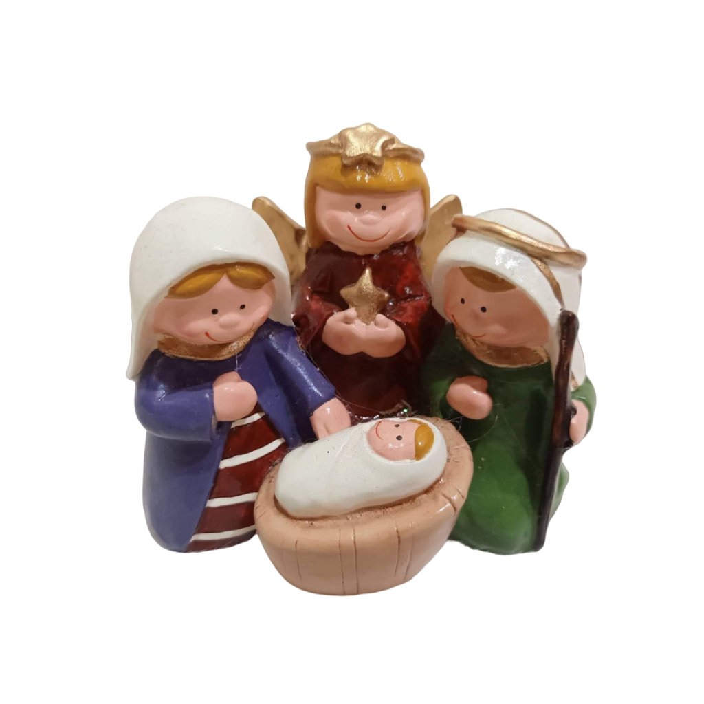 Christmas Belen Nativity Set Fiber Resin 4" Mini Handmade Christmas Decorations for Home - Image 5