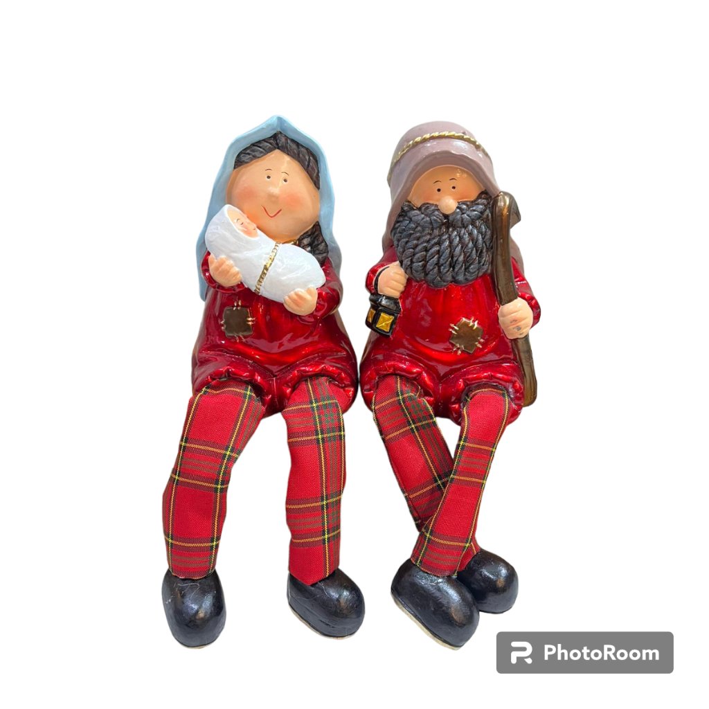 Mary & Joseph Christmas Belen Nativity Set Fiber Resin 7" Handmade Christmas Decorations for Home - Image 4