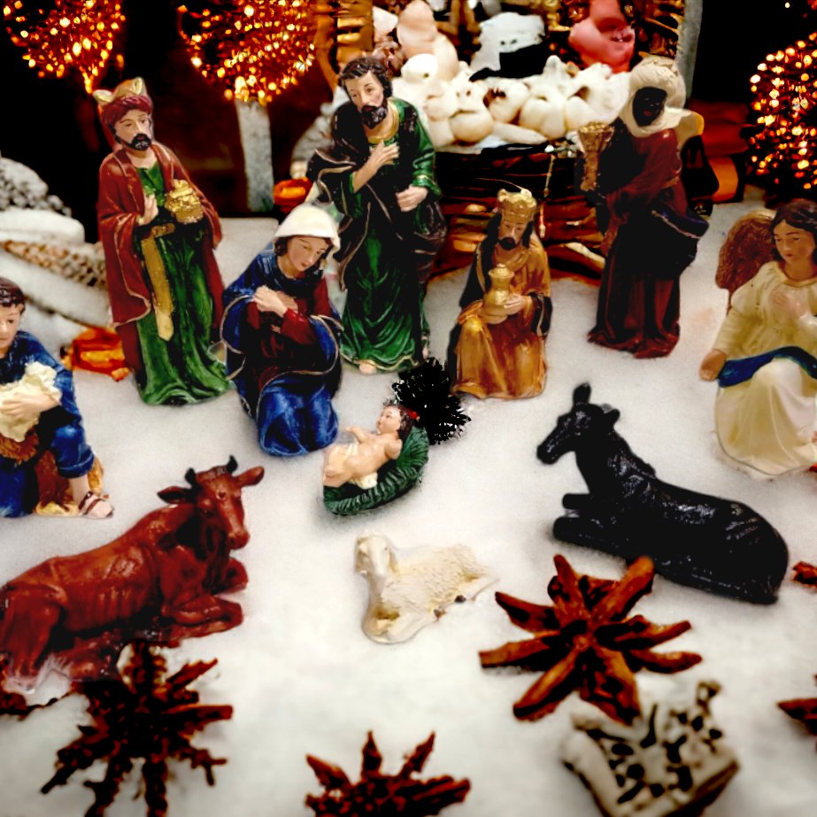 8 Inches Christmas Belen Nativity Set Fiber Resin Handmade 11pcs Christmas Decorations for Home