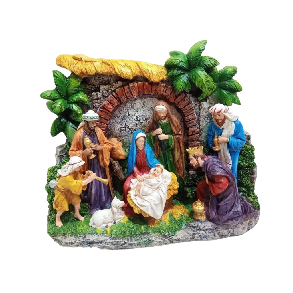 13 Inches Christmas Belen Nativity Set Fiber Resin Handmade Christmas Decorations for Home - Image 4