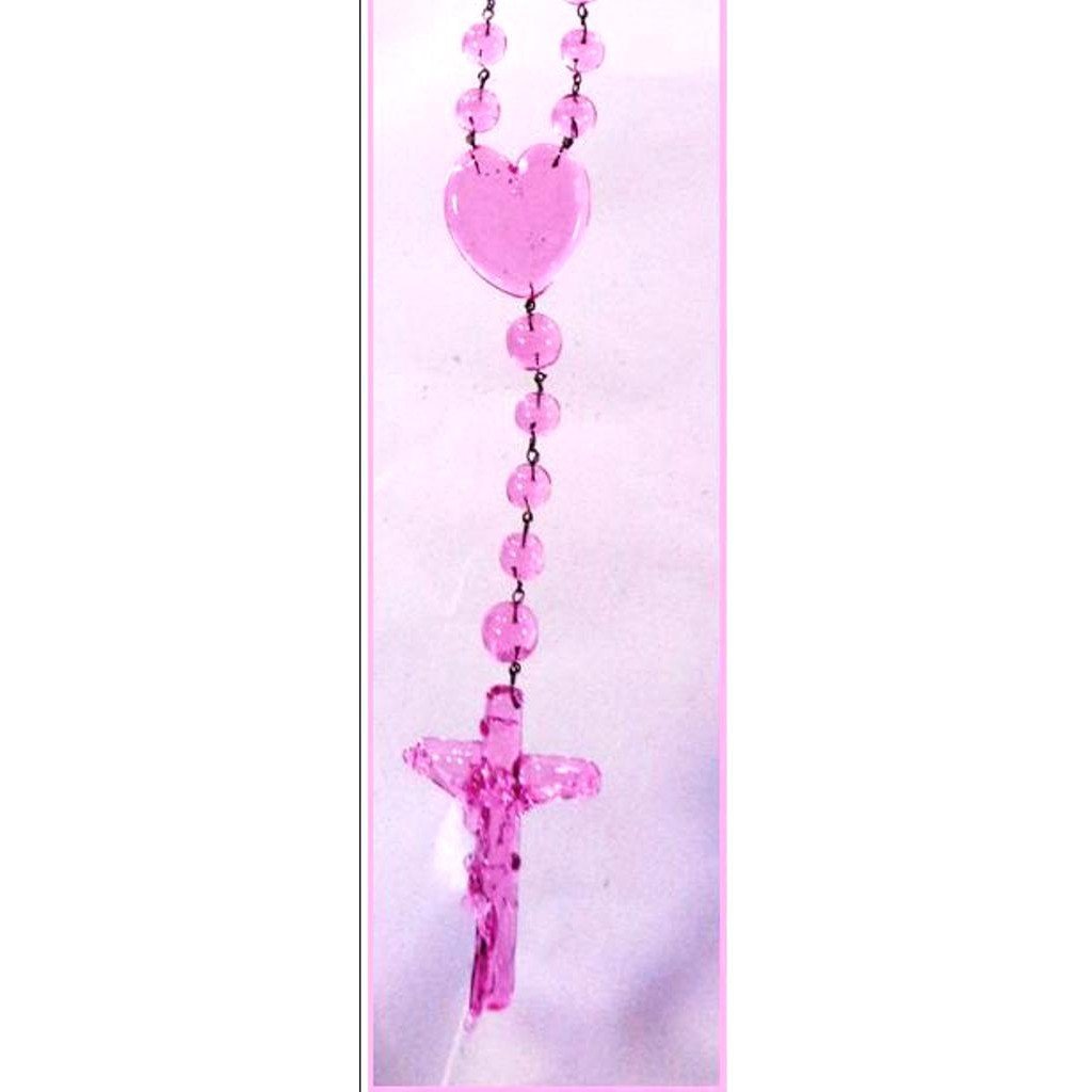 Pink Glass Rosary Handmade Beads Crucifix Cross Religious Items - Image 6