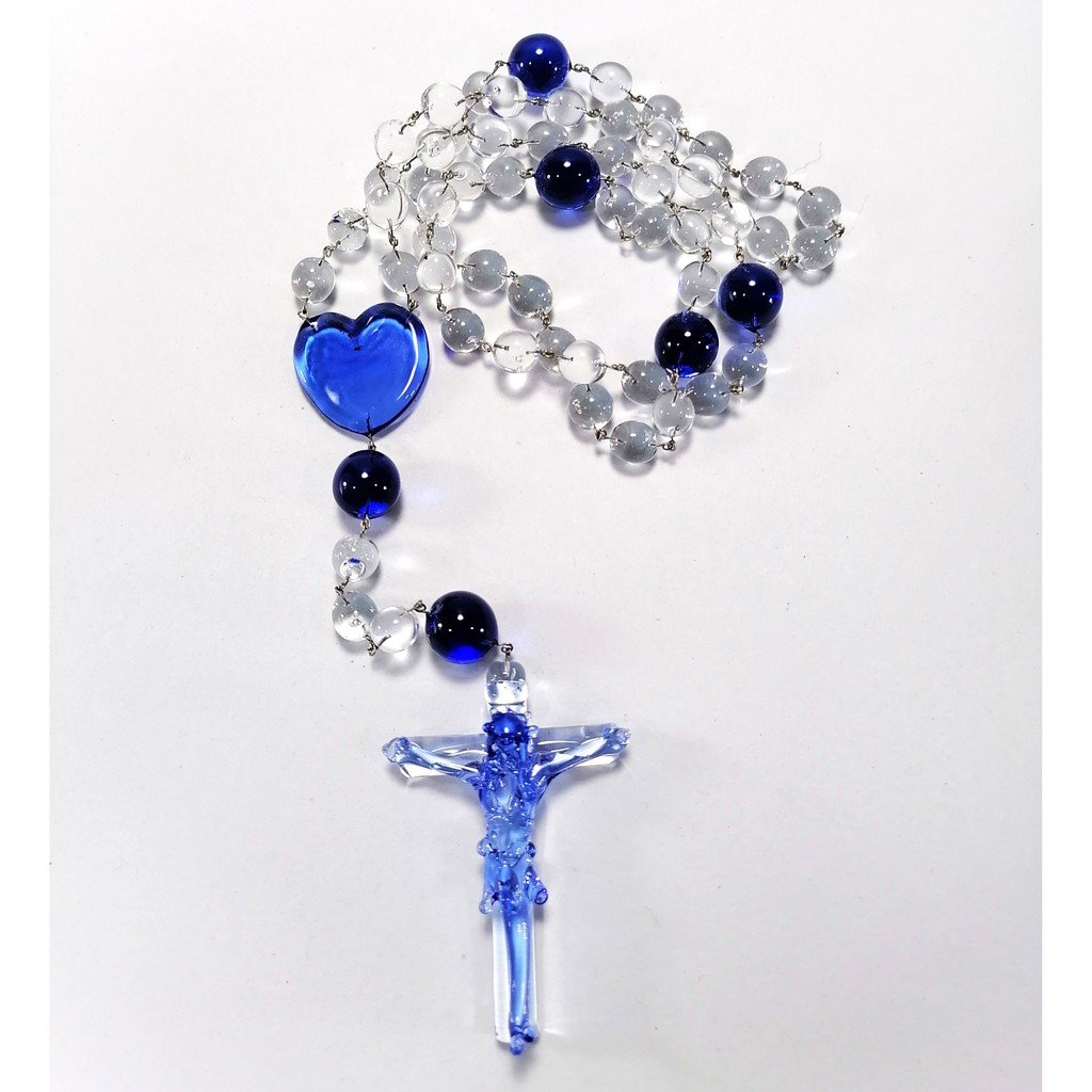 Glass Rosary Handmade Religious Items 7 Spot Colors