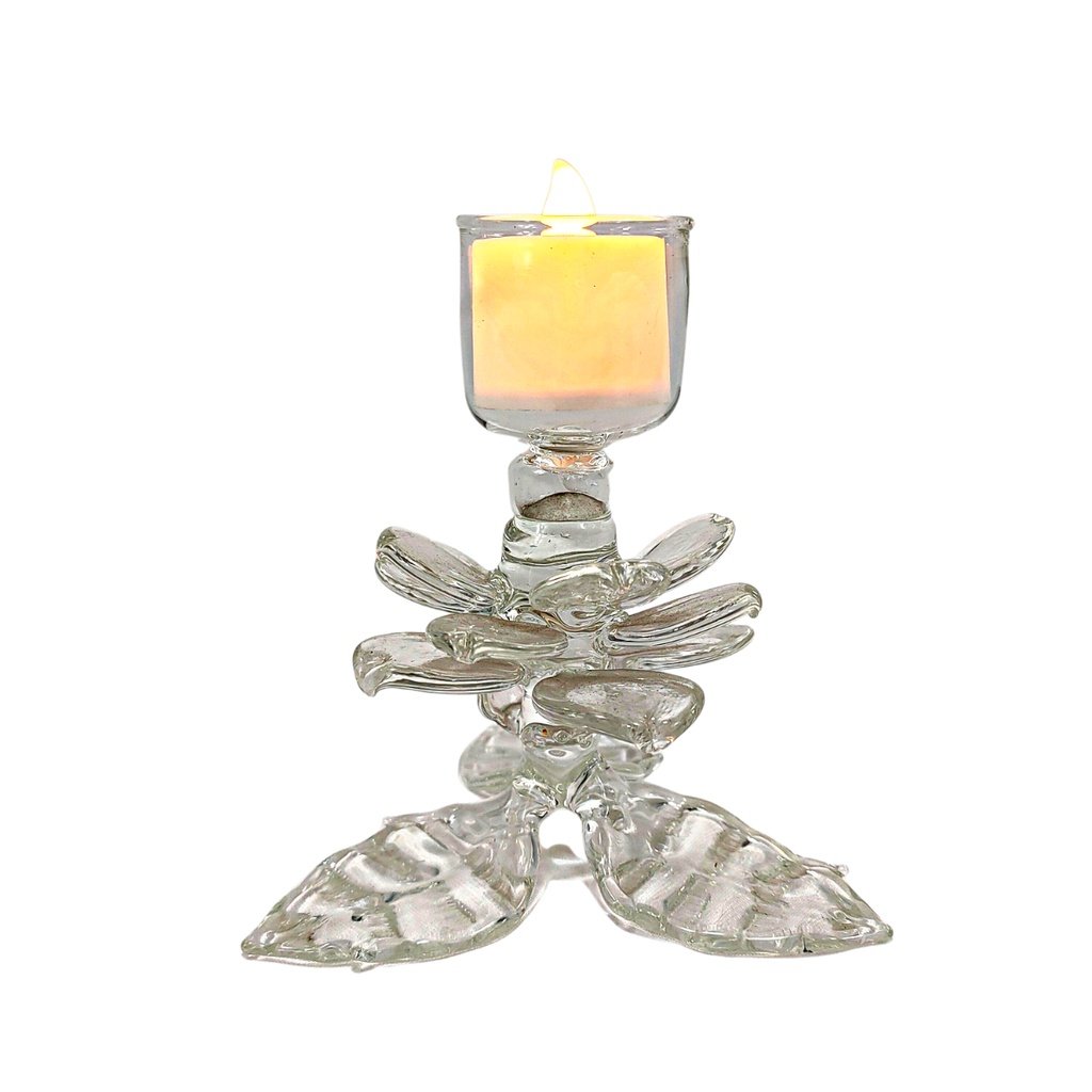 Glass Candle Holder for Altar with LED Tealight