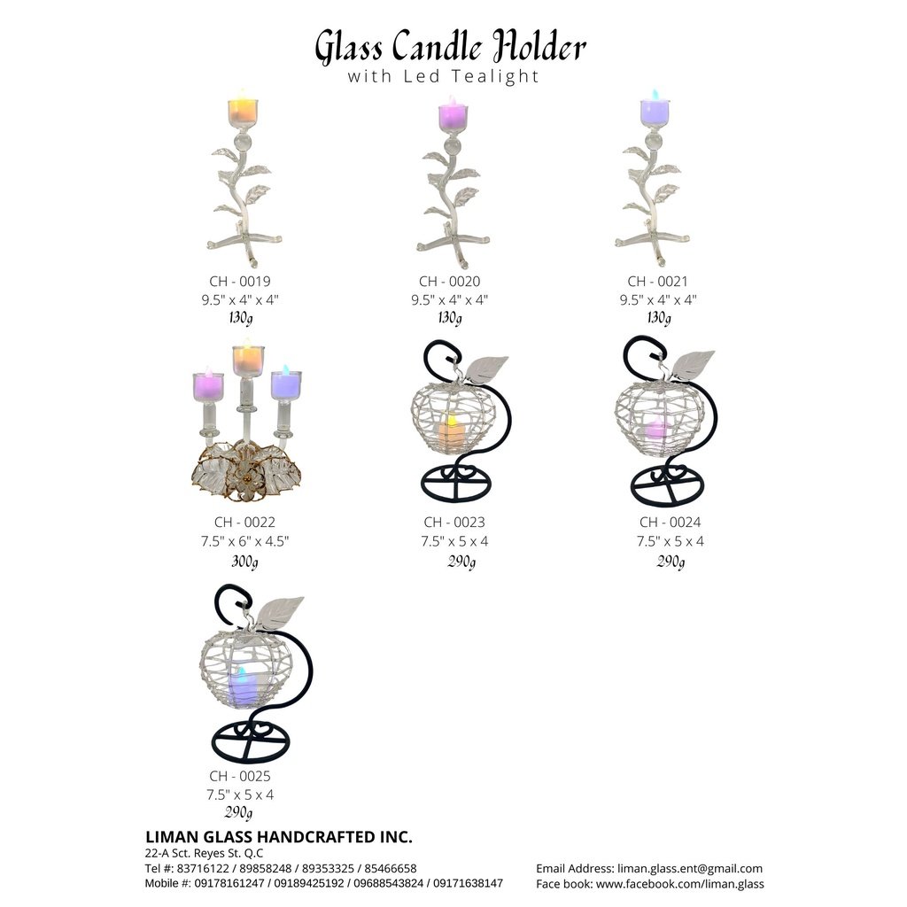 Glass Candle Holder Swirl Stand with Leaves and LED Tealight - Image 6