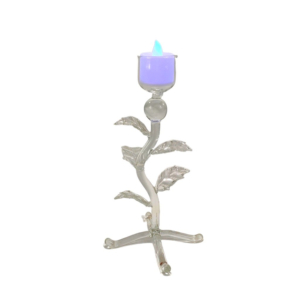 Glass Candle Holder Stand Set for Table with LED Tealight - Image 3