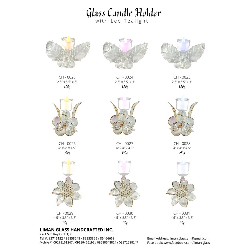 Glass Candle Holder Flower & Leaves Design for Table with LED Tealight CH-023 - Image 3