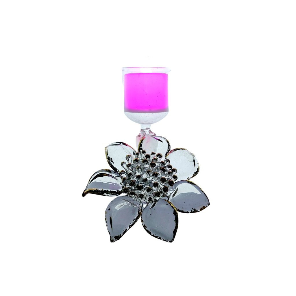 Glass Candle Holder Flower Design Gold Lining for Table with LED Tealight - Image 2