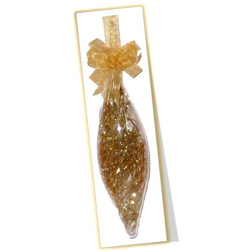 Set of 6pc Glass Christmas Ornaments with Shreds and Organza Ribbon for Xmas Tree Ornaments Hanging