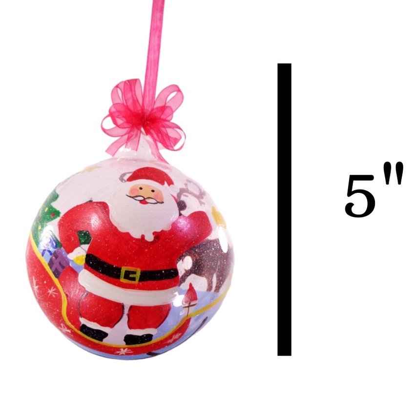 Santa Claus Handpainted Glass Christmas Balls Ornaments Decor 12cm - Image 4