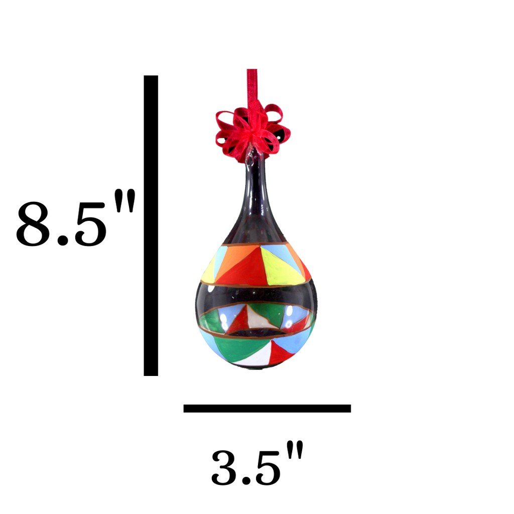 6pcs Fiesta Inspired Glass Christmas Balls Big Size 5 inches Handpainted Designs - Image 3