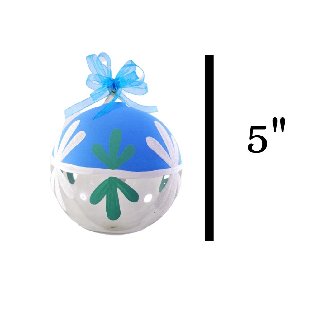 Set of 6pc Handpainted Blue Waters Nature Inspired Christmas Glass Ornaments w/ Organza Ribbon for X - Image 2