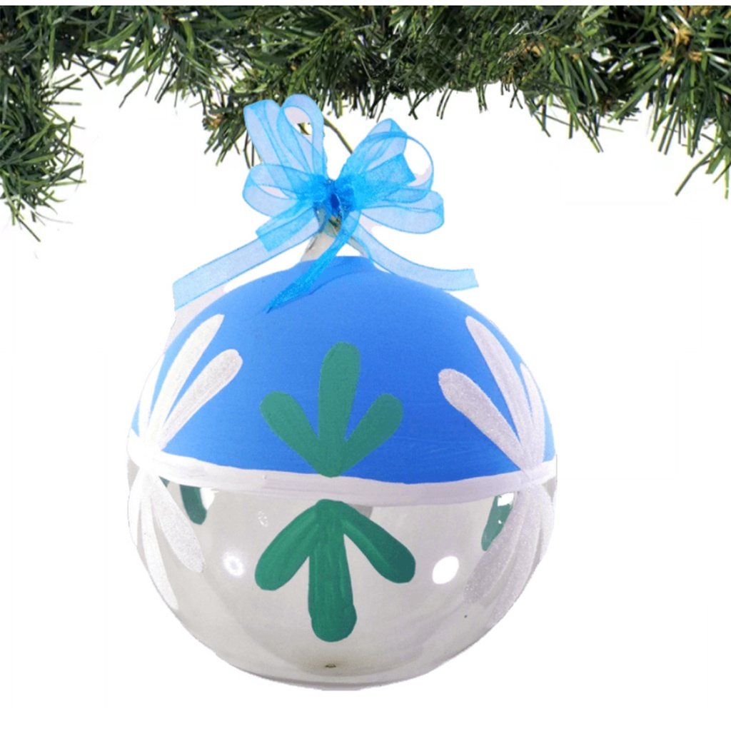 Set of 6pc Handpainted Blue Waters Nature Inspired Christmas Glass Ornaments w/ Organza Ribbon for X - Image 3