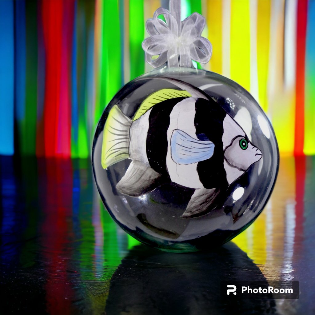Set of 6pc Handpainted Nature Inspired Green Christmas Glass Ornaments w/ Organza Ribbon for Xmas Tr - Image 2